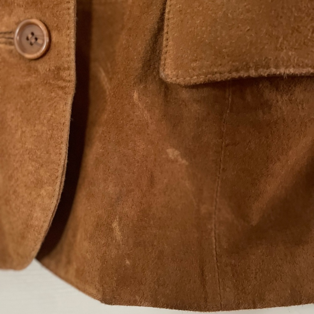 Women's Vintage Suede Camel Blazer Jacket Large - Picture 2 of 10